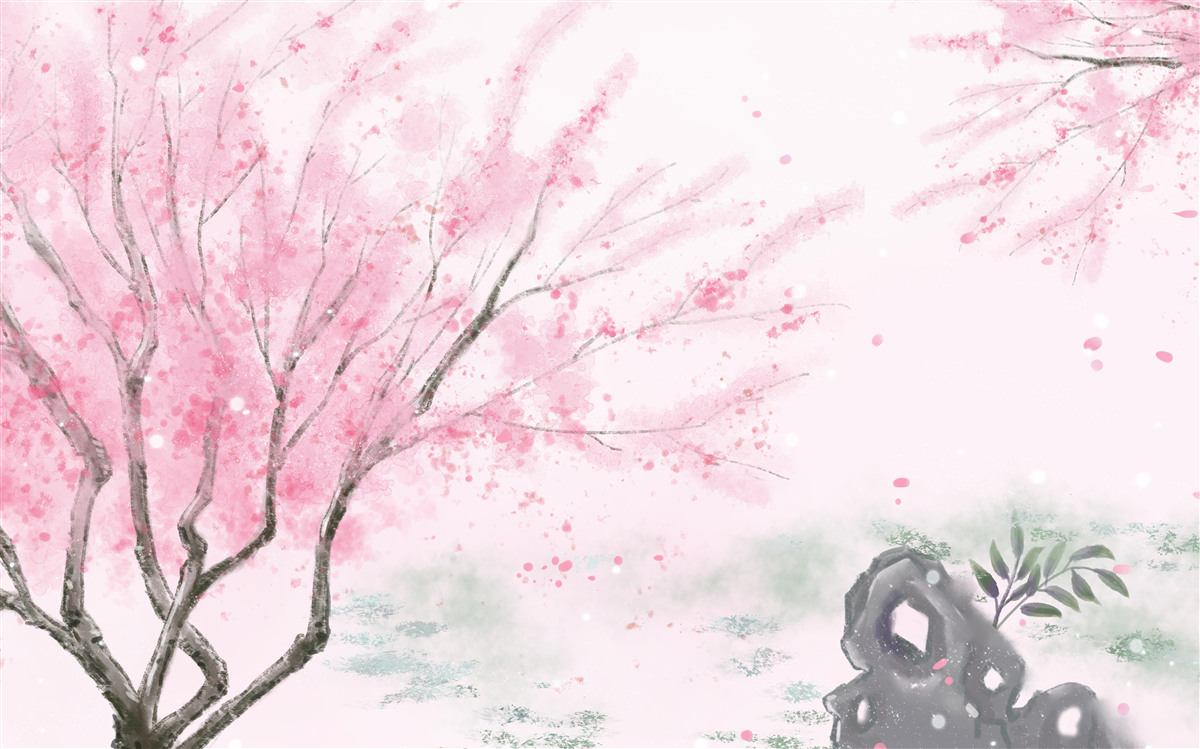 Fototapeten Sakura in der Nähe des Teiches ist rosa gestrichen