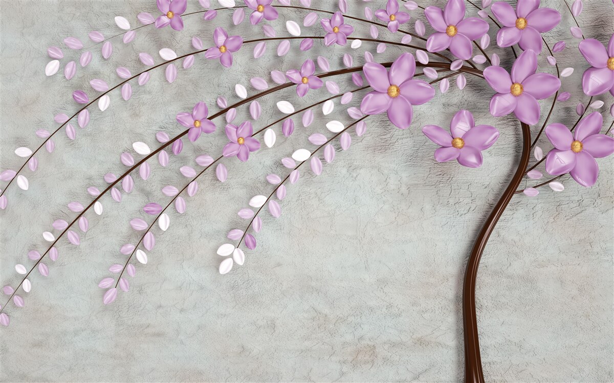 Fototapeten Ein Baum mit zarten lila Blüten dekoriert