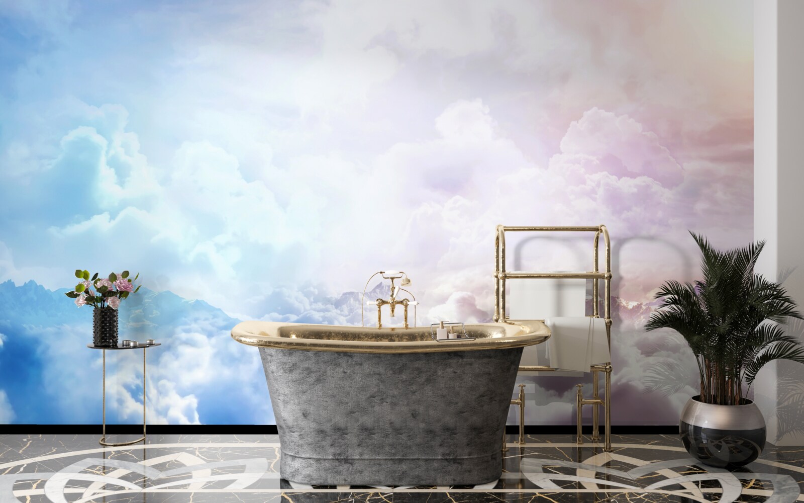 Fototapeten Cloud Company in Pink und Blau