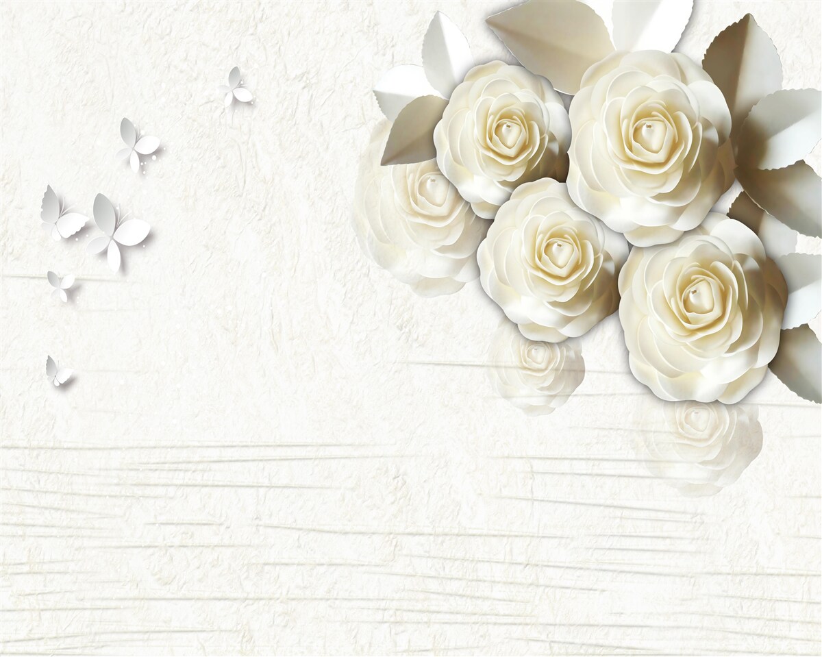 Fototapeten Schmetterlinge und schneebedeckte Rosen