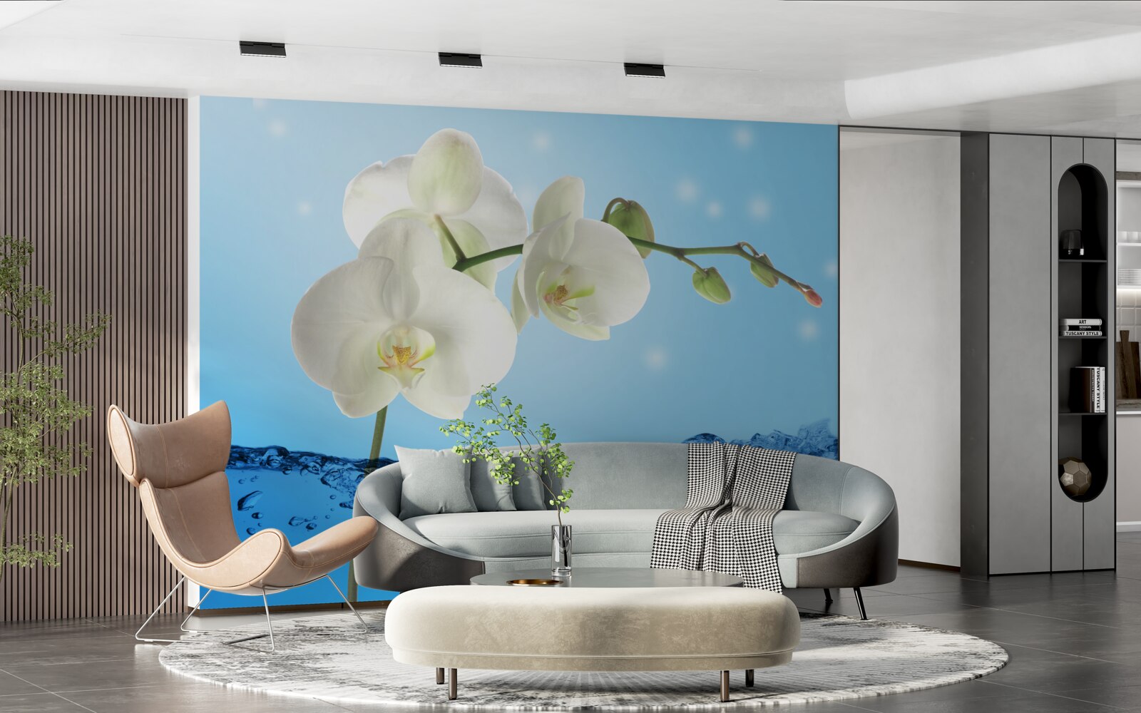 Fototapeten Antwort: Weißer Orchidee in Wasser getaucht