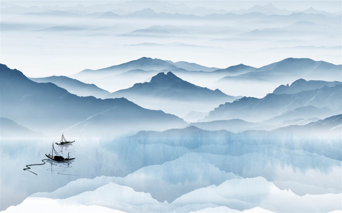 Fototapeten Angeln auf einem Bergsee