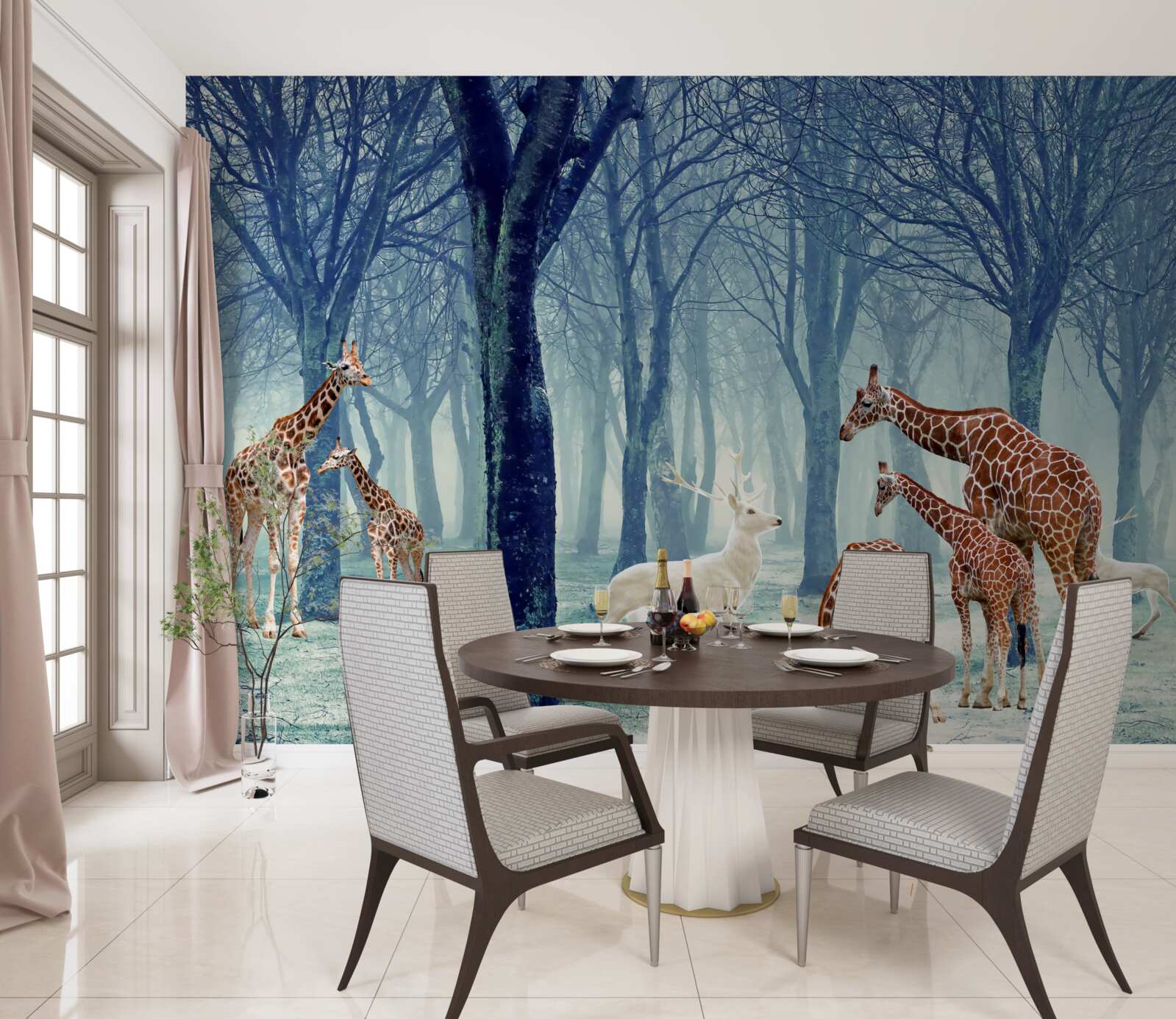 Fototapeten Giraffen werden einen neuen Freund treffen