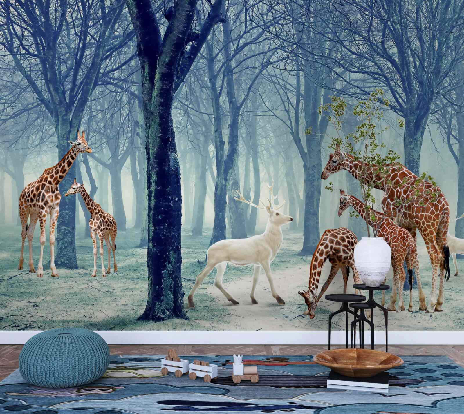 Fototapeten Giraffen werden einen neuen Freund treffen