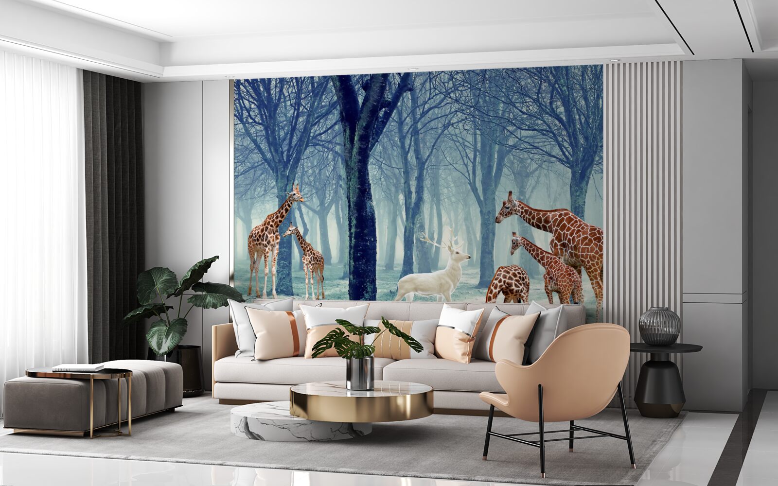 Fototapeten Giraffen werden einen neuen Freund treffen
