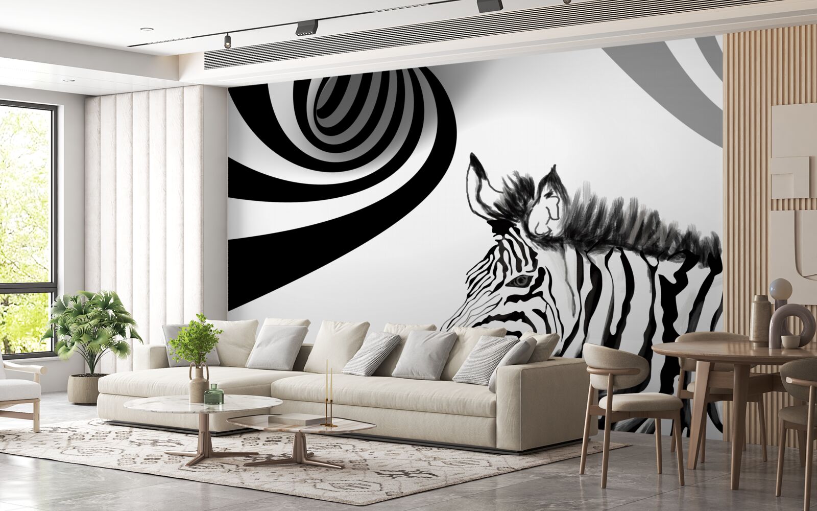Fototapeten Schwarz -Weiß -Zebra im Warten