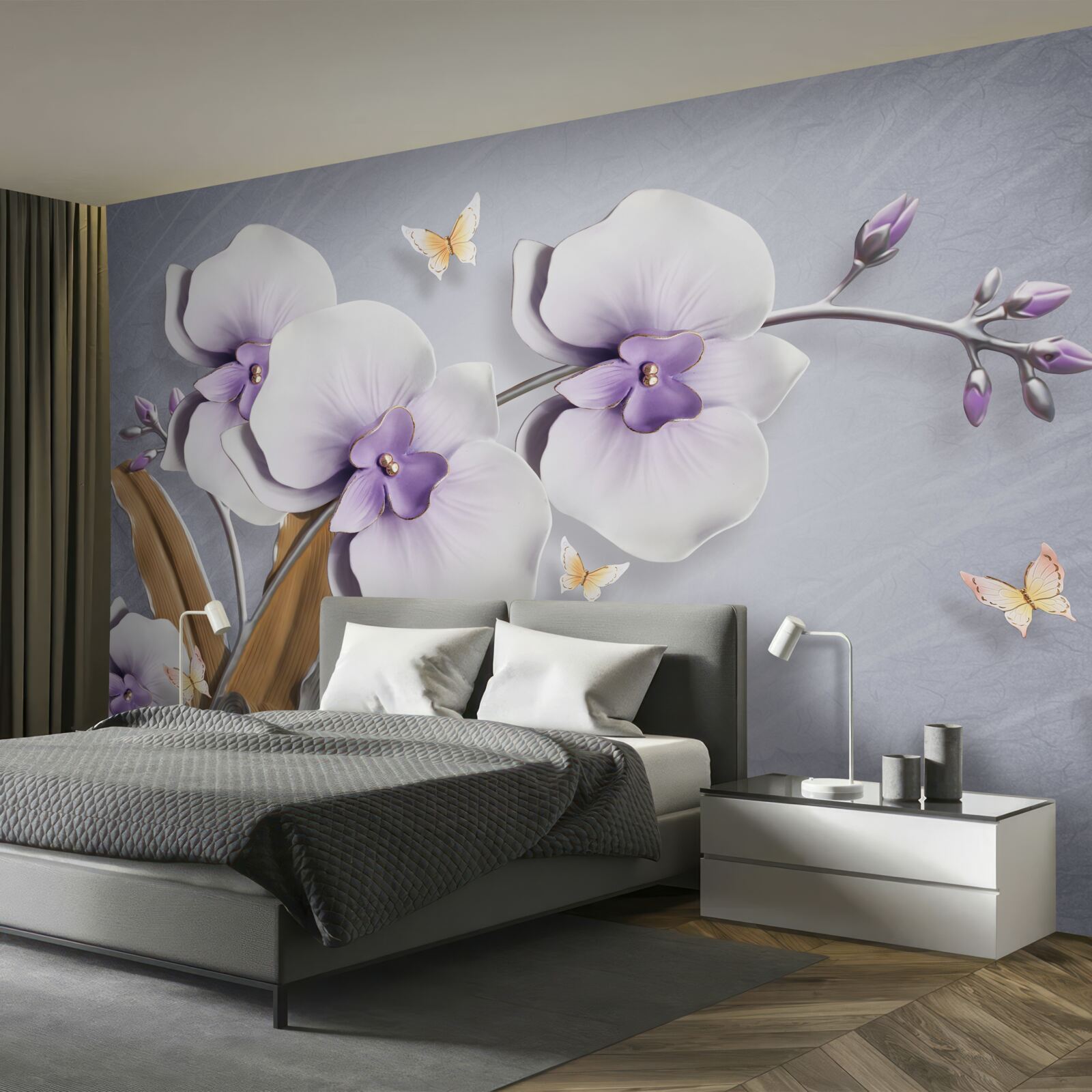 Fototapeten Riesige lila Orchideen
