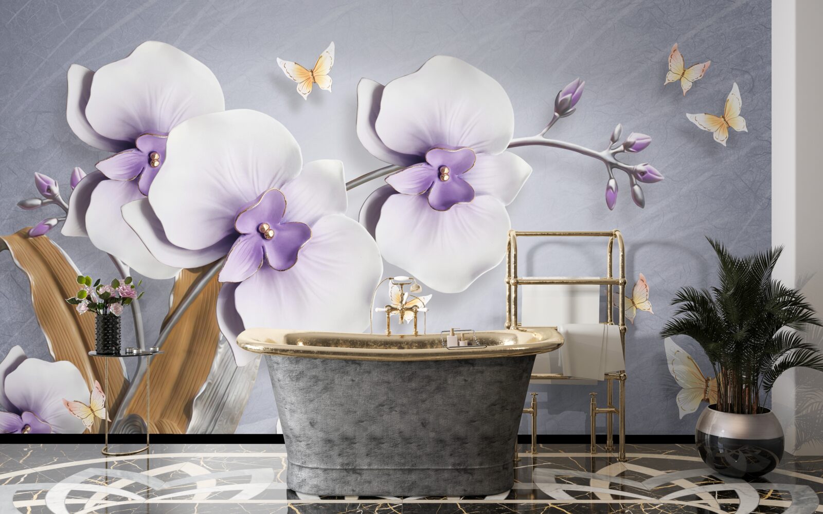 Fototapeten Riesige lila Orchideen