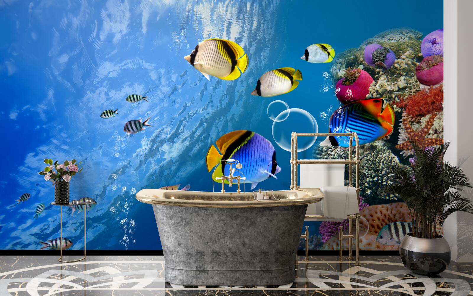Fototapeten heller Fisch in ruhigem Wasser