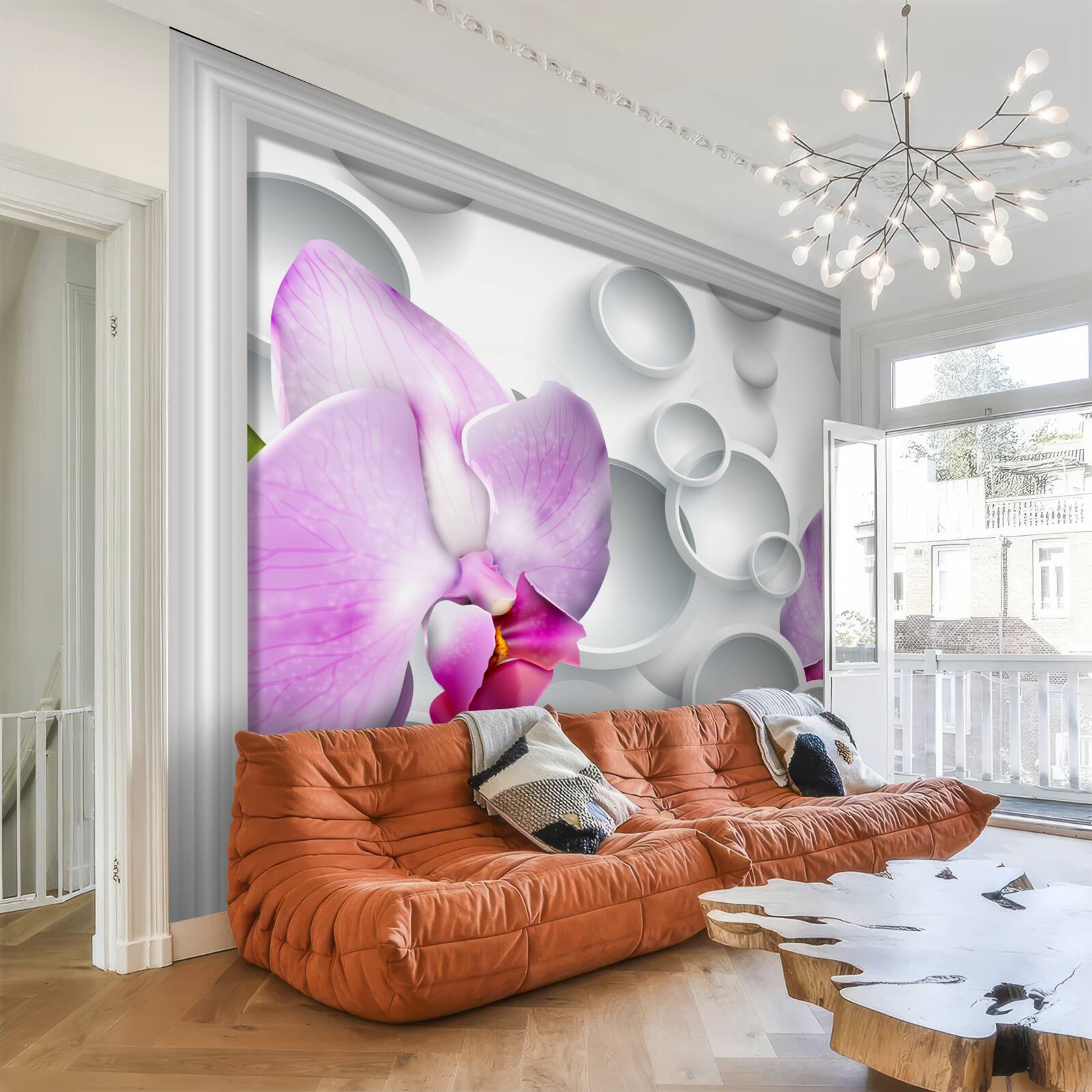 Fototapeten Weiche rosa Orchidee mit Ringen