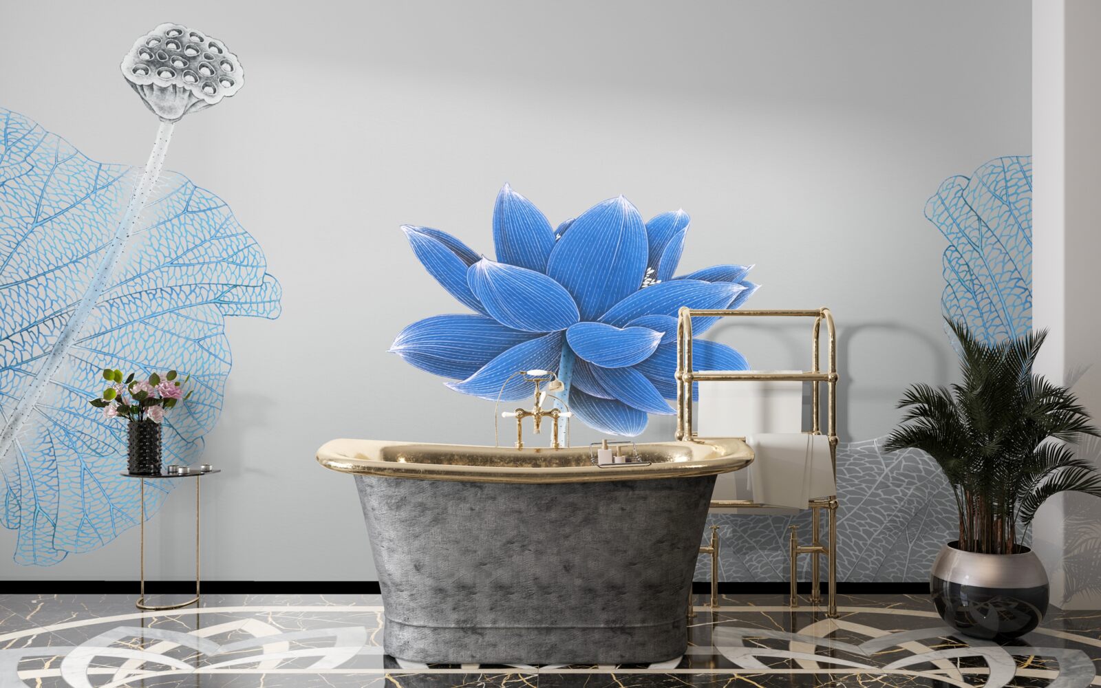 Fototapeten Blaue Glasblume