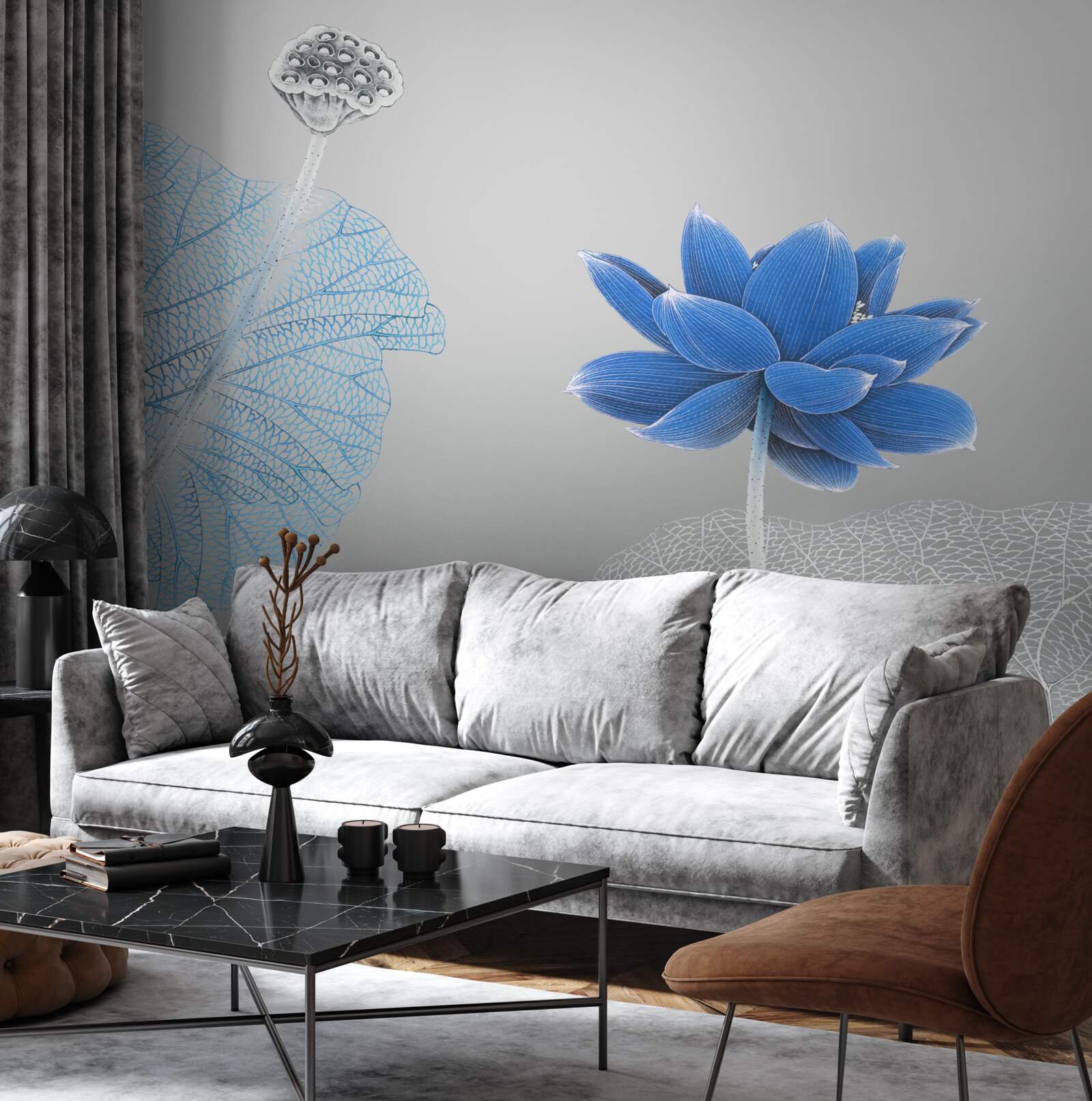 Fototapeten Blaue Glasblume