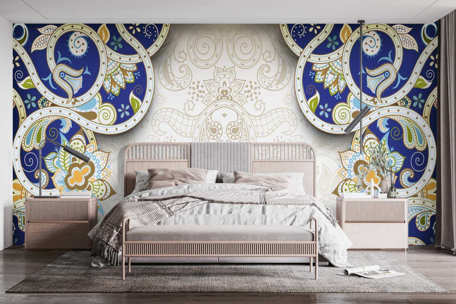 Fototapeten Orientalische Stildekoration in blauen Farben