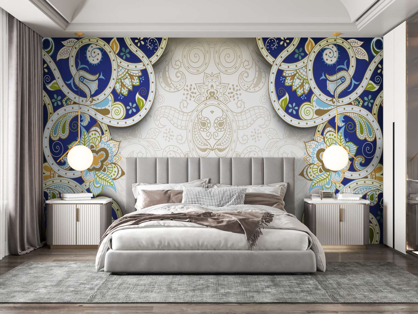 Fototapeten Orientalische Stildekoration in blauen Farben
