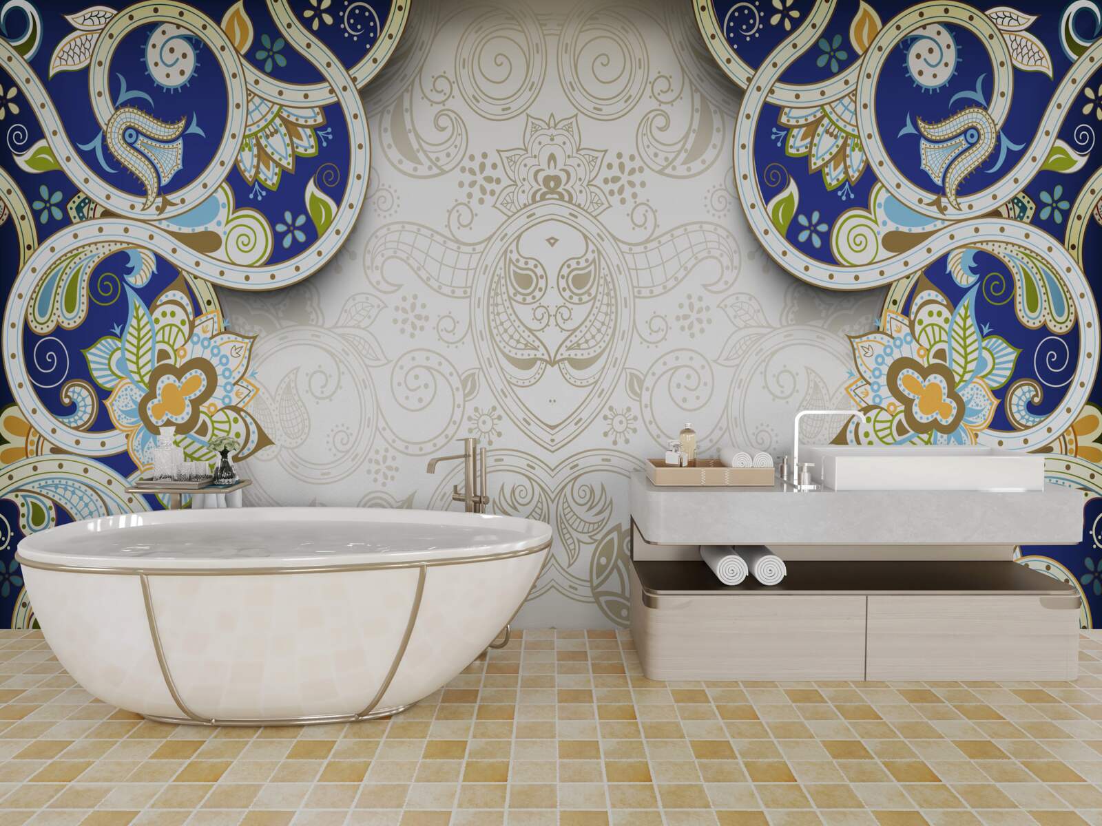Fototapeten Orientalische Stildekoration in blauen Farben