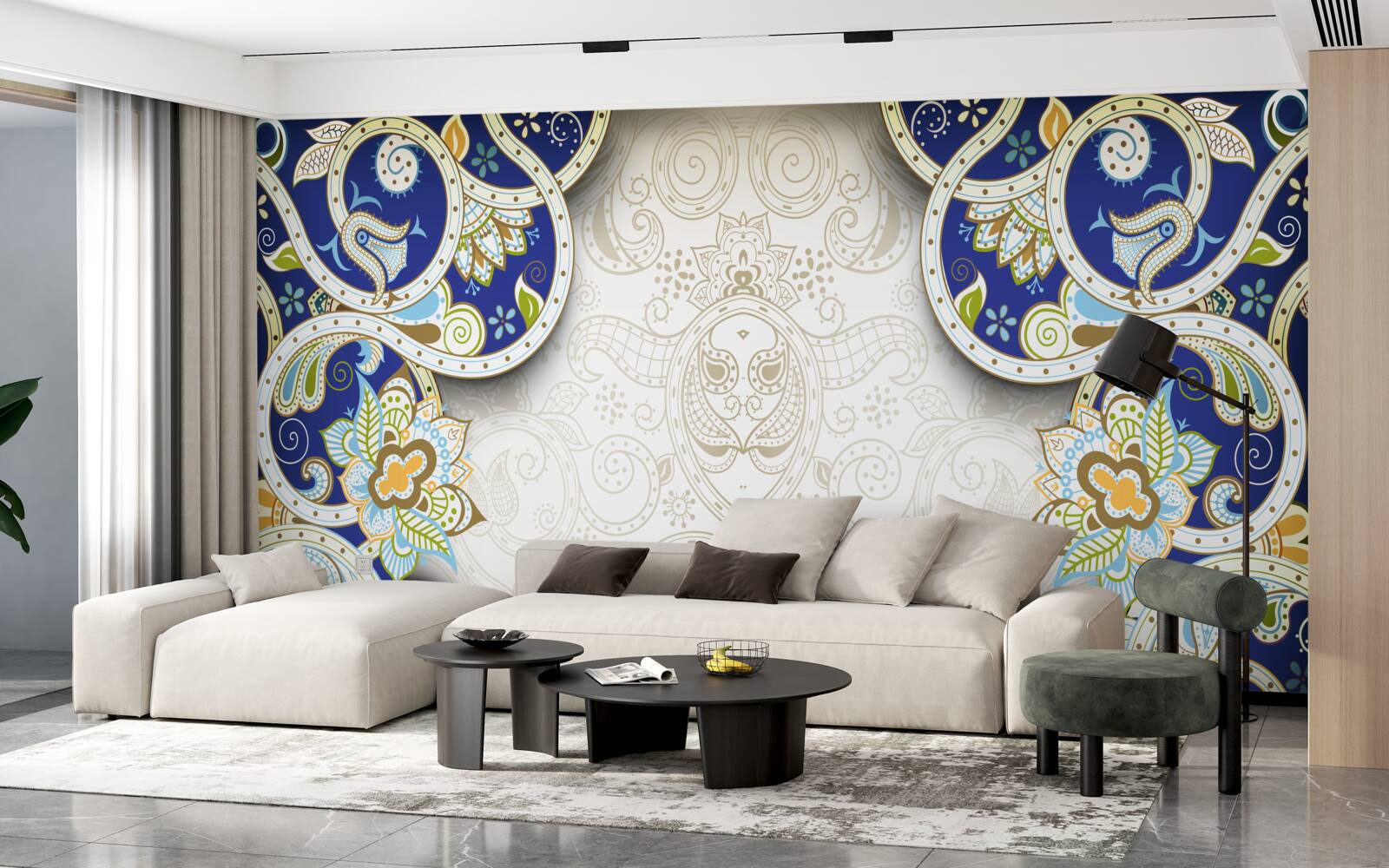 Fototapeten Orientalische Stildekoration in blauen Farben