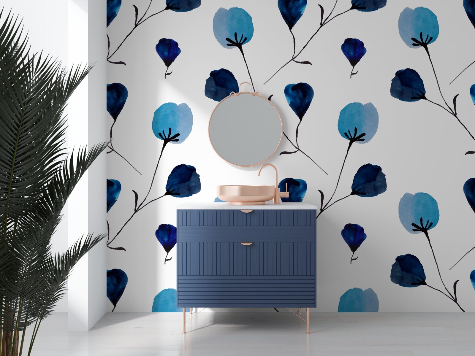 Fototapeten Blaue Baumwollblumen