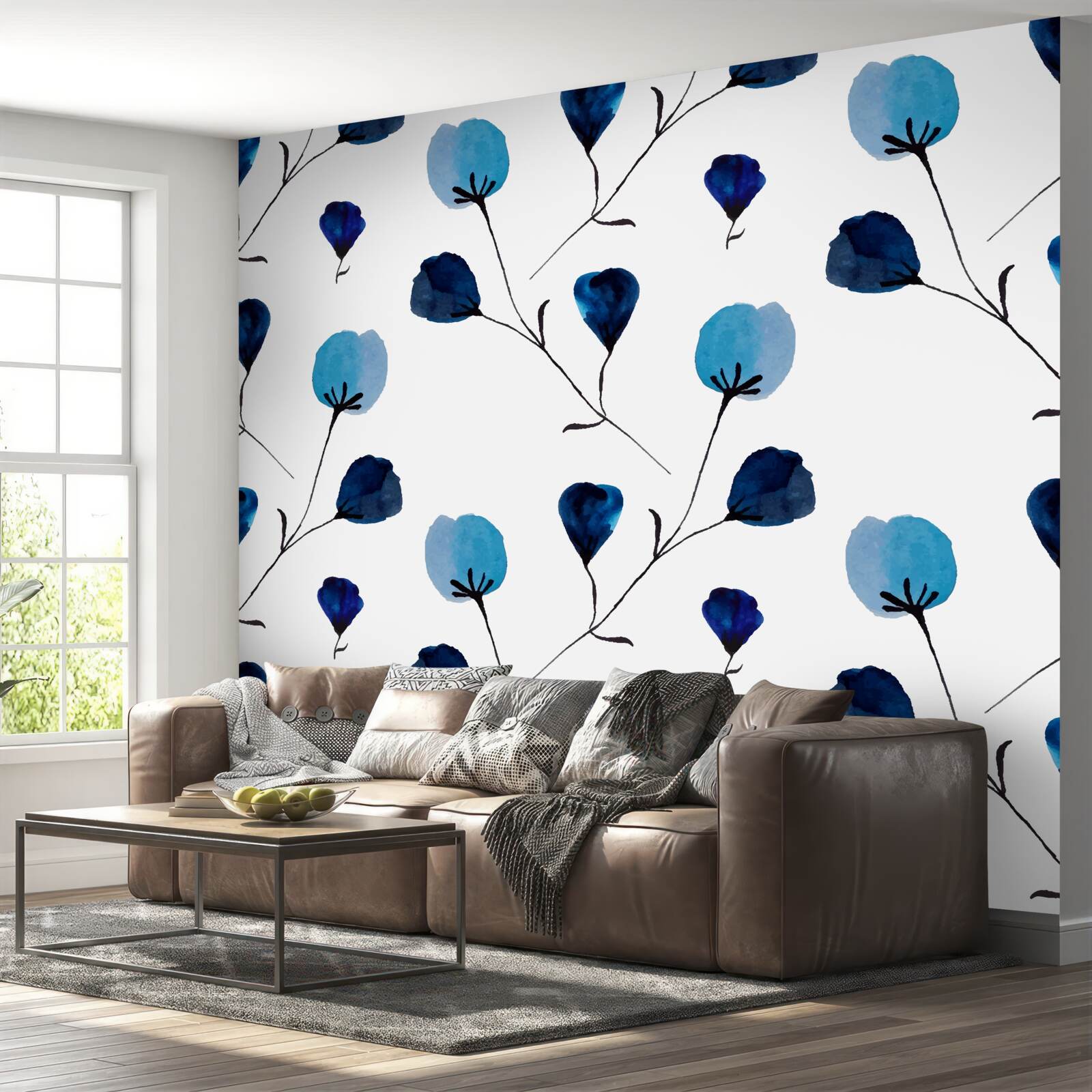Fototapeten Blaue Baumwollblumen