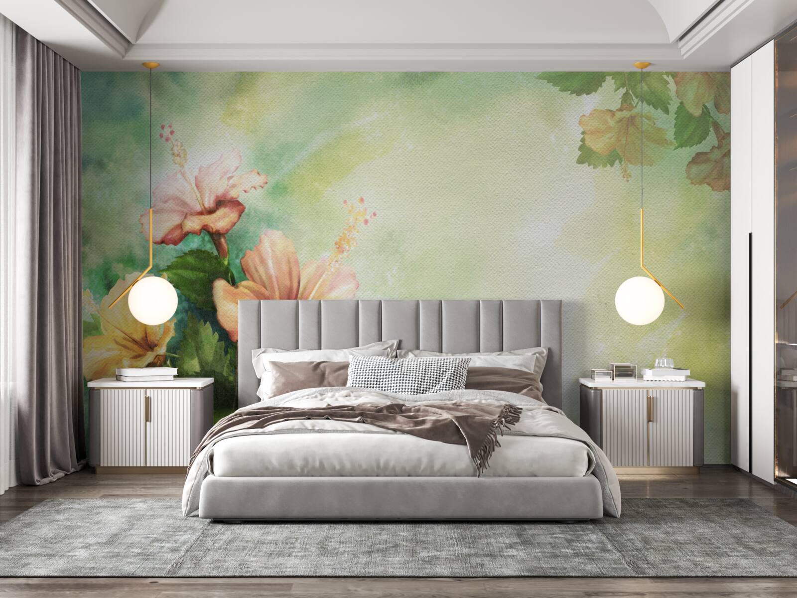 Fototapeten Schöne Aquarellpflanzen