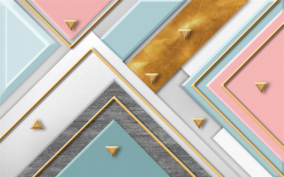 Fototapeten Ein zartes rosa Mosaik mit Gold dekoriert