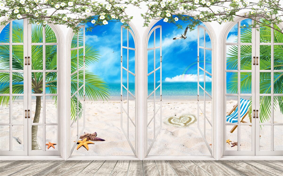 Fototapeten Strandbalkon