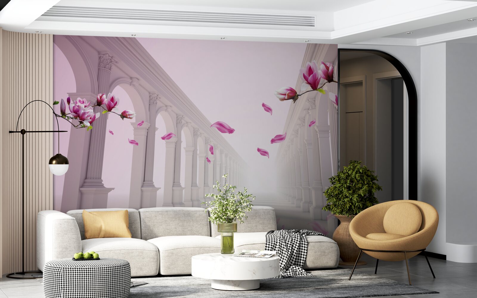 Fototapeten Magnolien bilden einen endlosen Tunnel, der mit Glamour blüht
