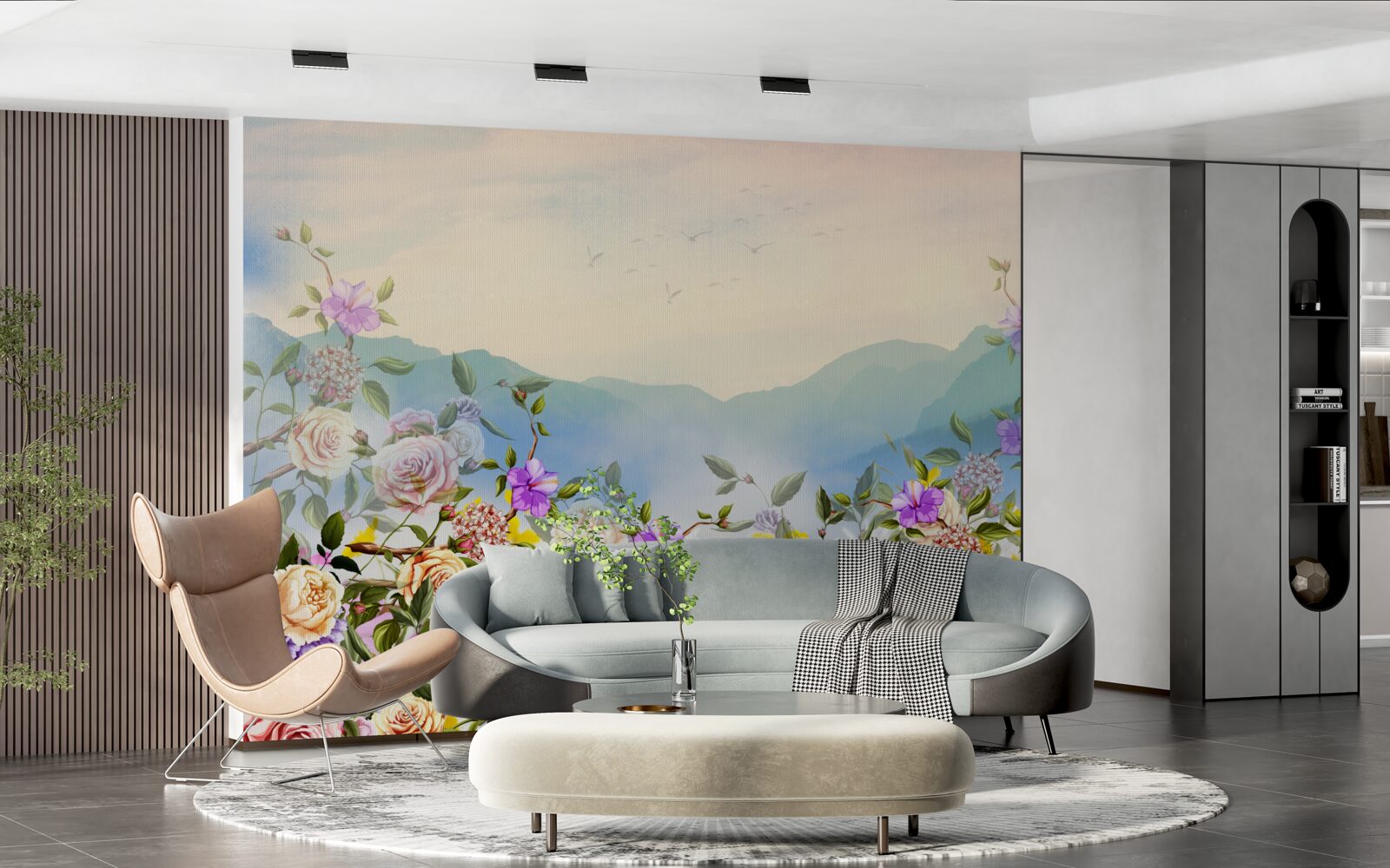 Fototapeten Ein paar Blüten auf dem Rasen blühen