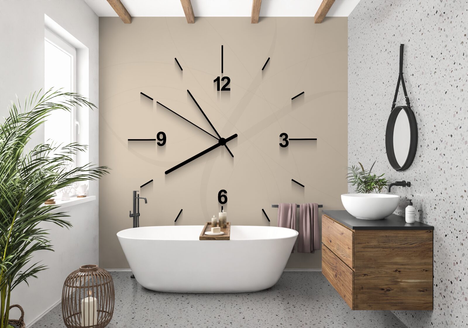 Fototapeten Wanduhr mit vier Zahlen