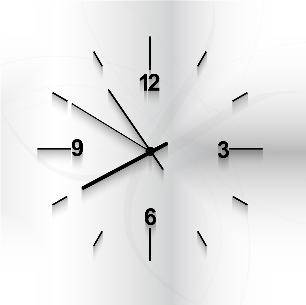 Fototapeten Eine silberne Uhr mit vier Zahlen hängt an der Wand