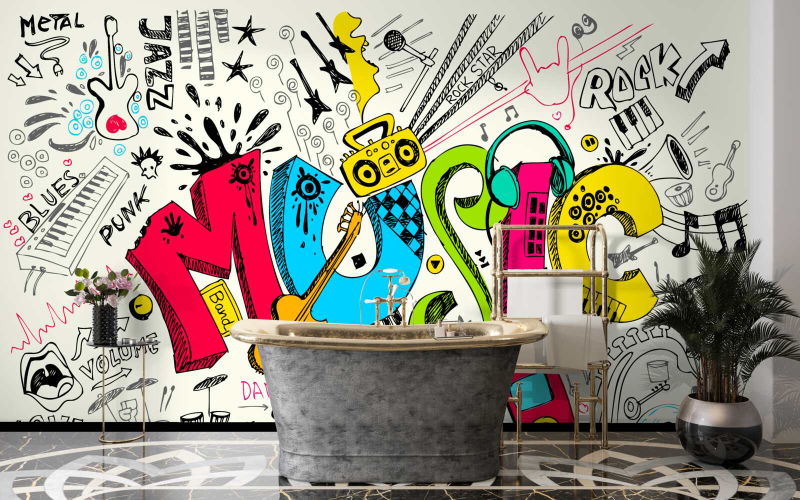 Fototapeten Graffiti in Musikstilen