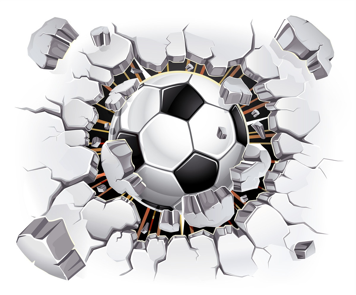 Fototapeten Fußball in der Luft fliegen