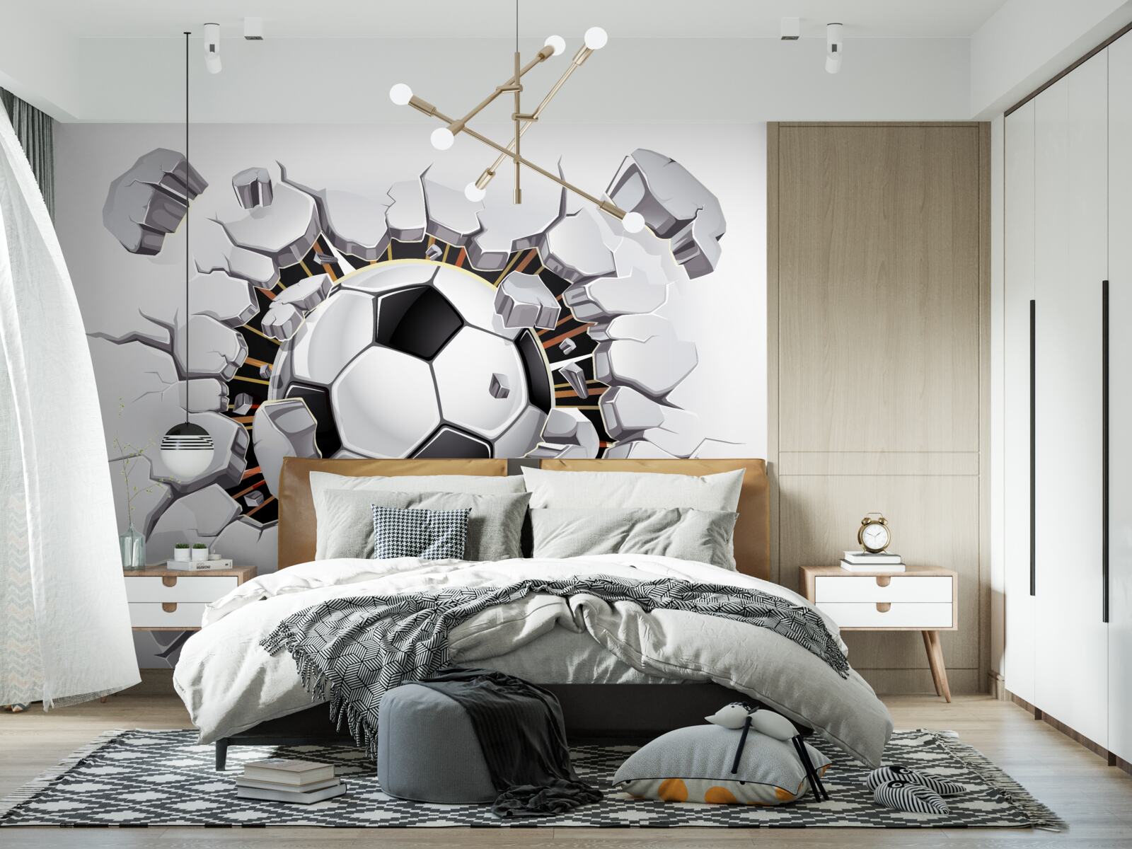 Fototapeten Fußball in der Luft fliegen