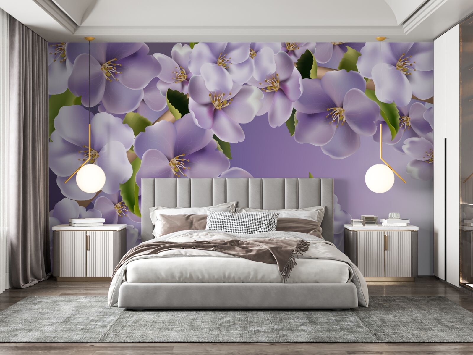 Fototapeten Subtile Fliederschattierungen in einer zarten Orchideenblume