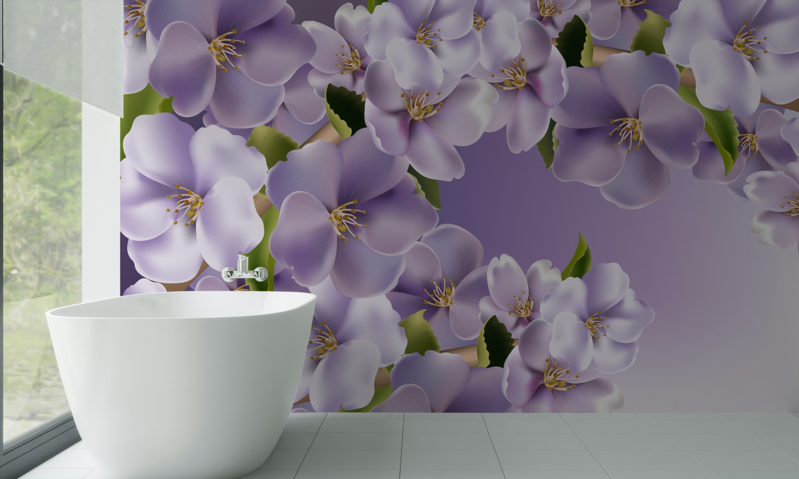 Fototapeten Subtile Fliederschattierungen in einer zarten Orchideenblume