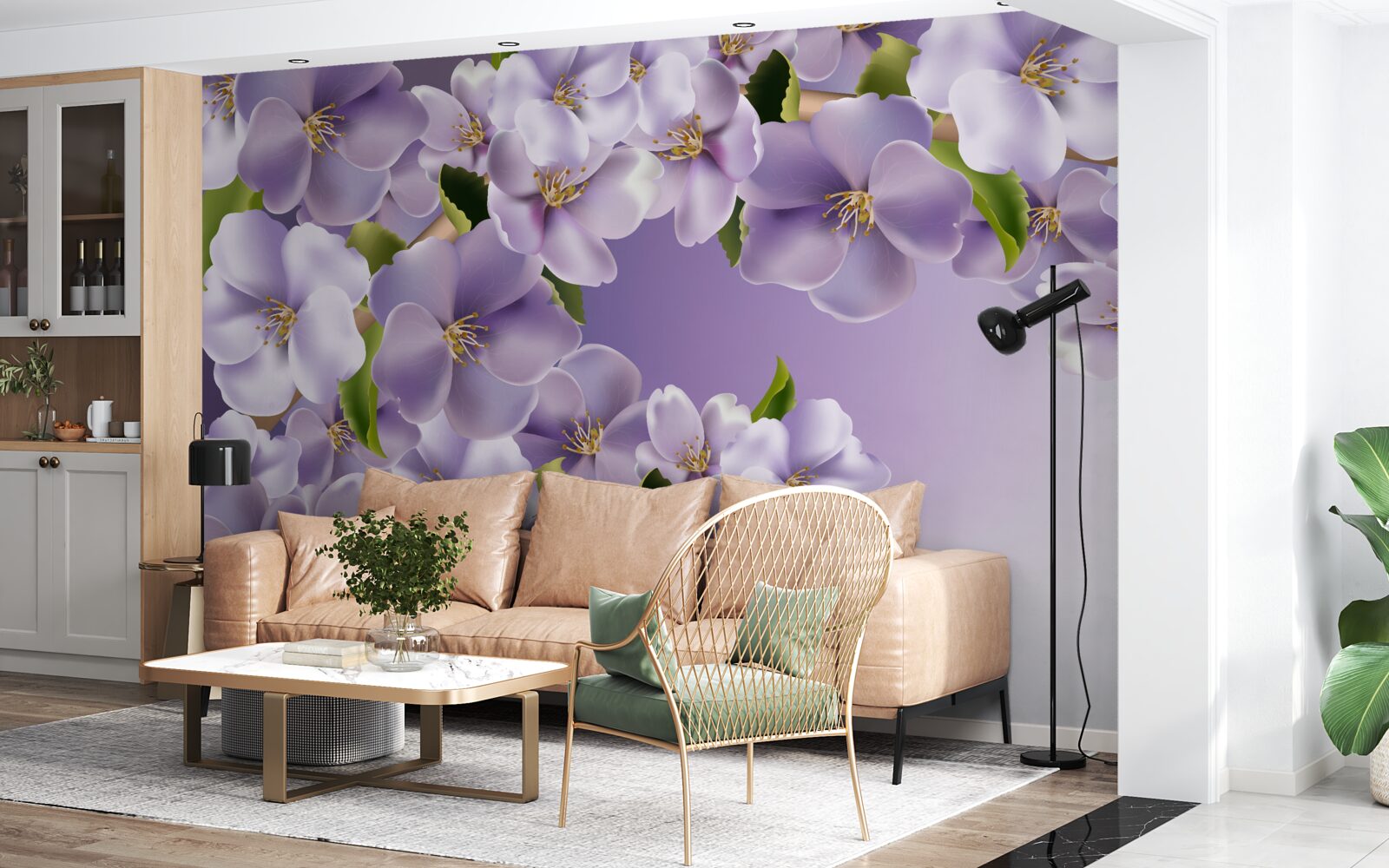 Fototapeten Subtile Fliederschattierungen in einer zarten Orchideenblume