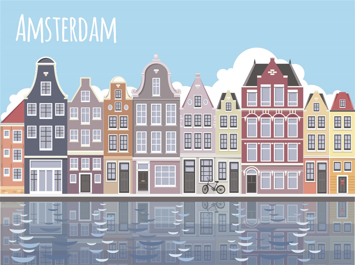 Fototapeten Amsterdam -Reflexion im Wasser