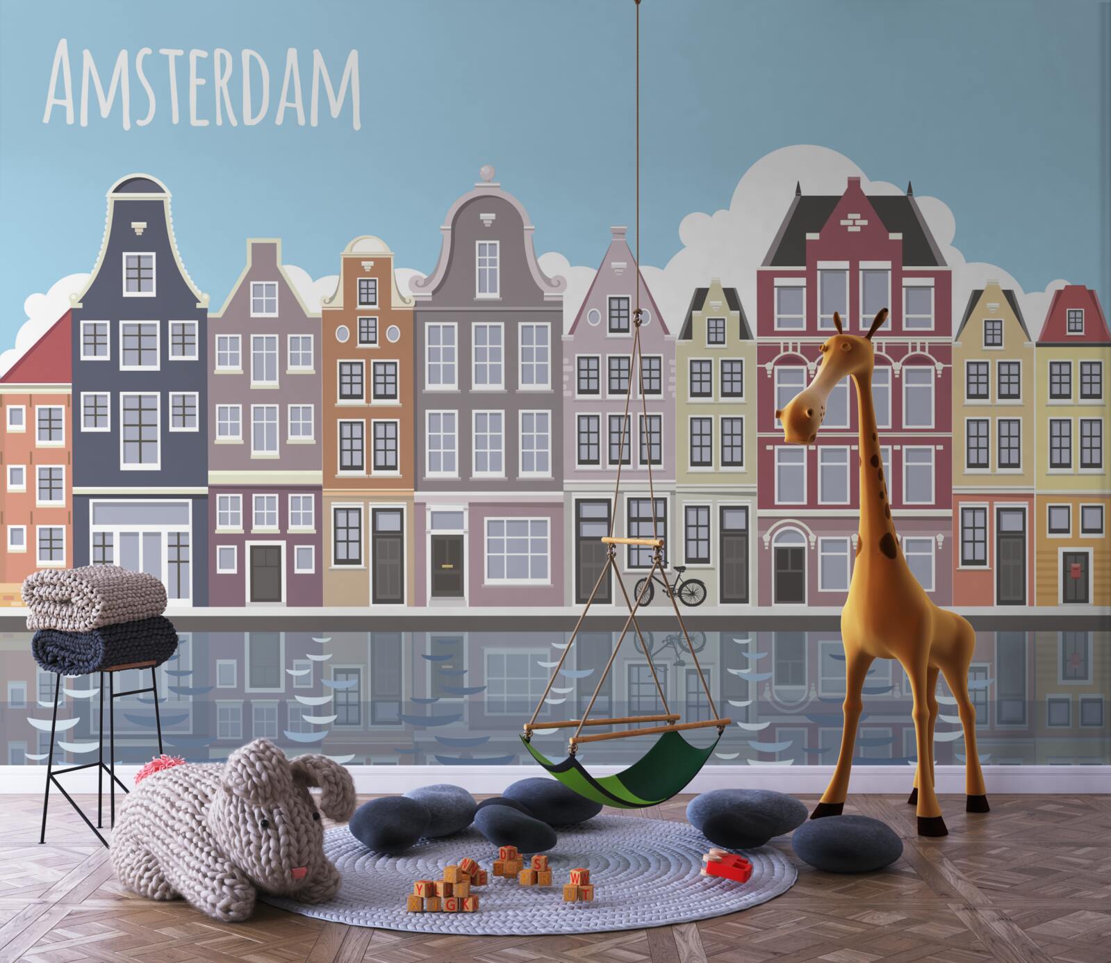 Fototapeten Amsterdam -Reflexion im Wasser