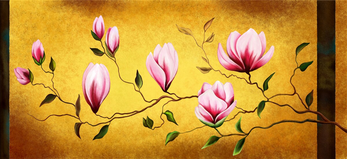 Fototapeten Rosa Magnolien aus Japan