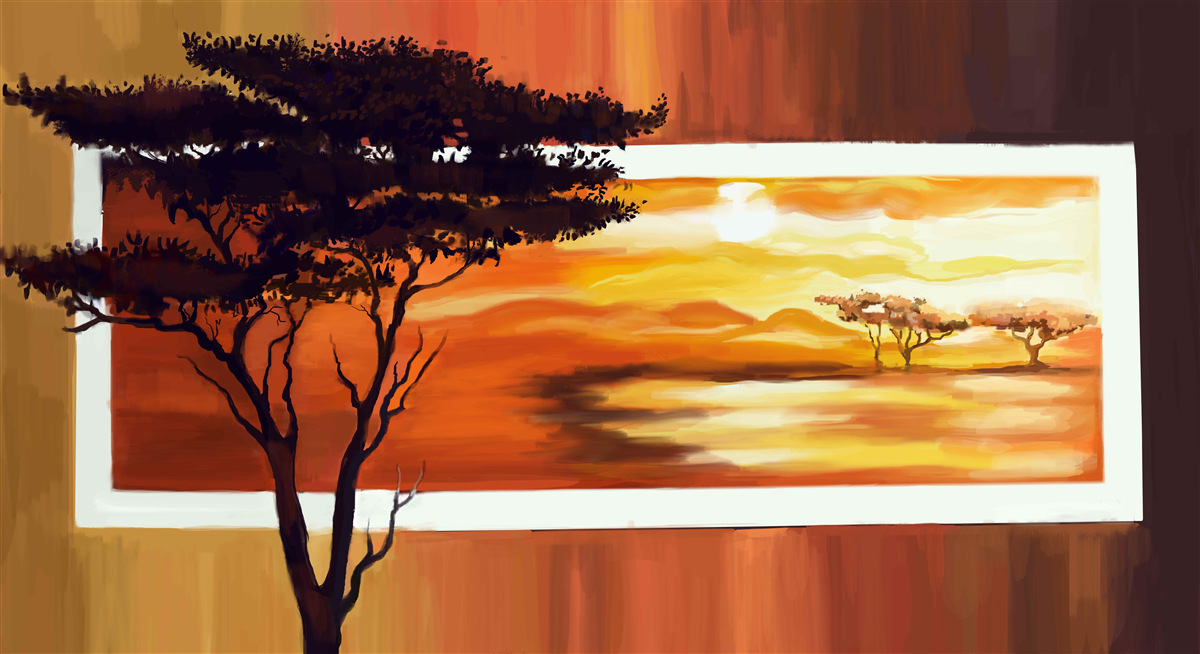Fototapeten See bei Sonnenuntergang von Bonsai