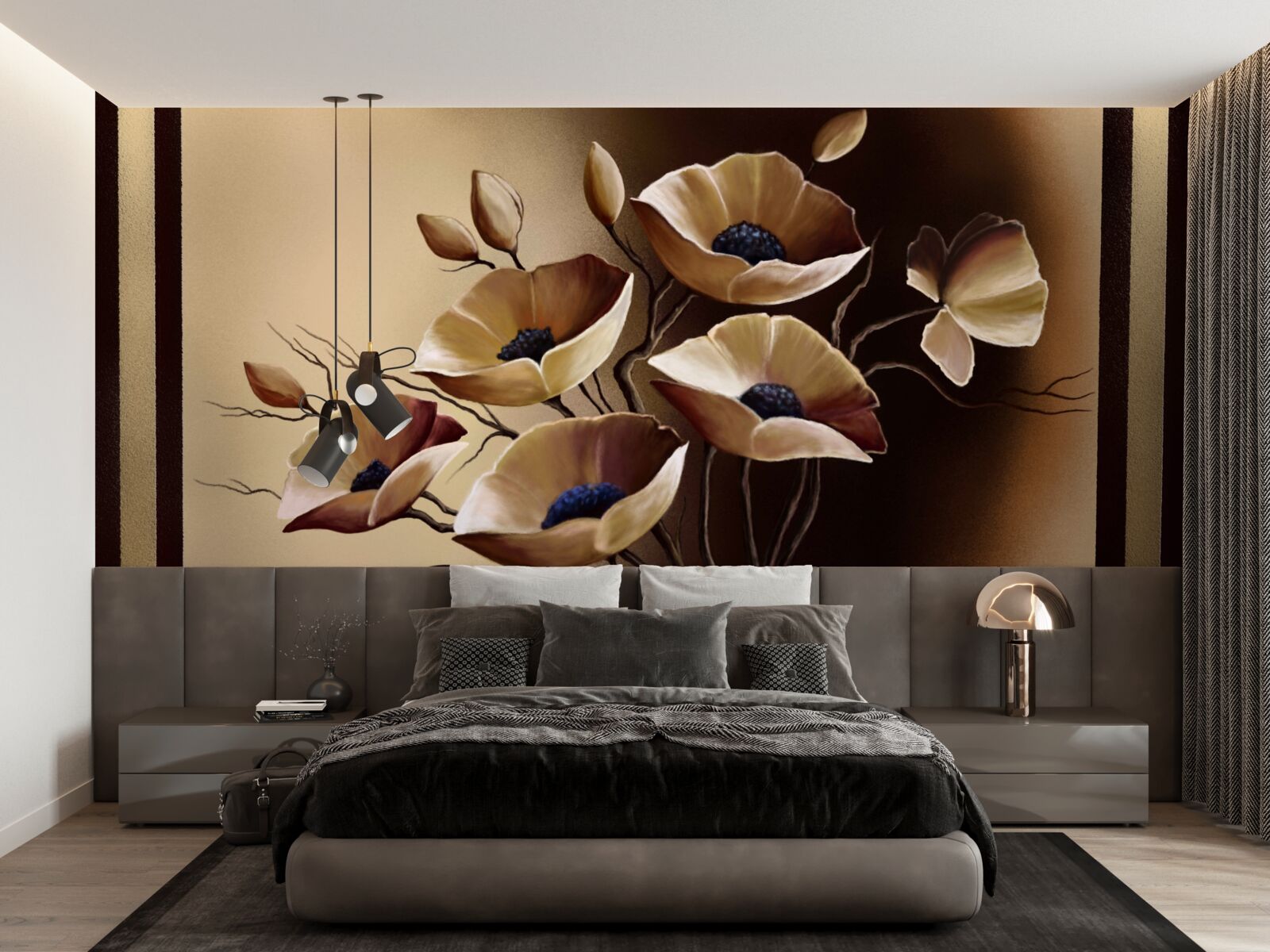 Fototapeten Beige Maki in einem abstrakten Stil