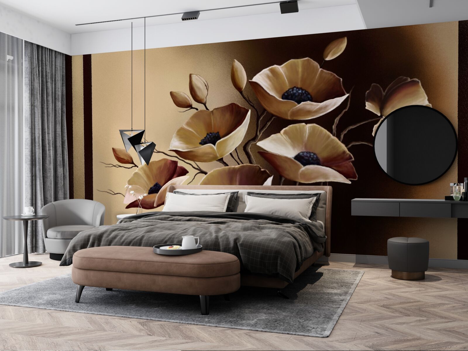 Fototapeten Beige Maki in einem abstrakten Stil