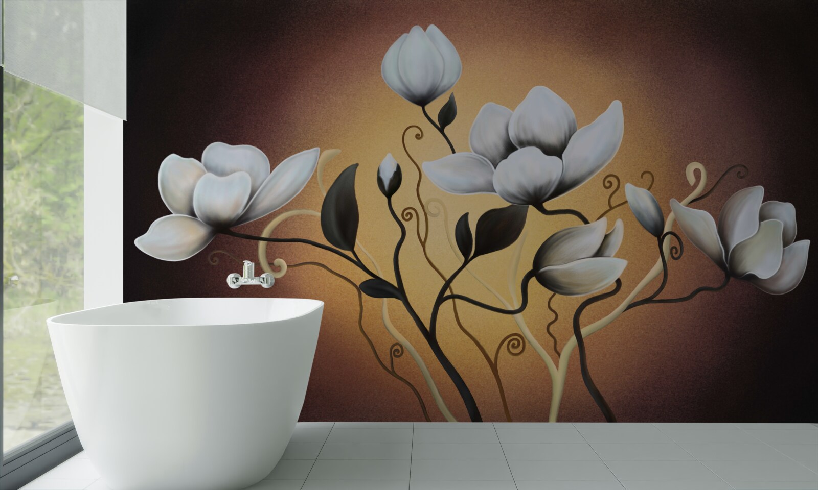Fototapeten Magnolien Bouquet von weißlichen Blüten