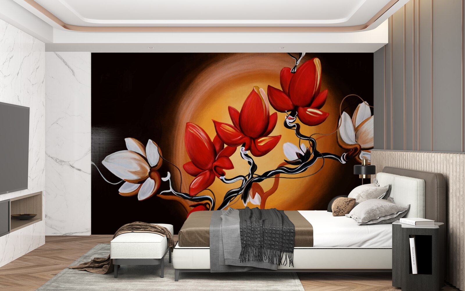 Fototapeten Magnolia -Koffer