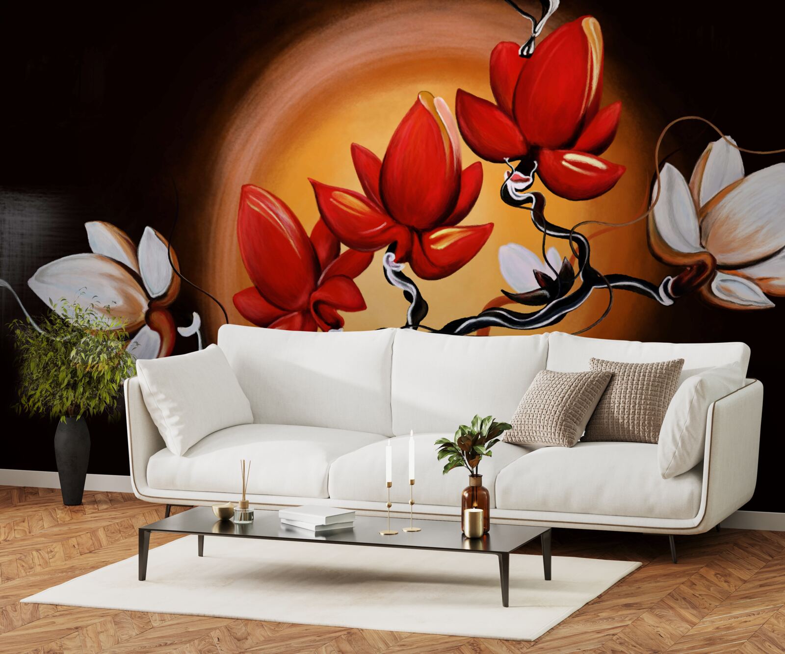 Fototapeten Magnolia -Koffer