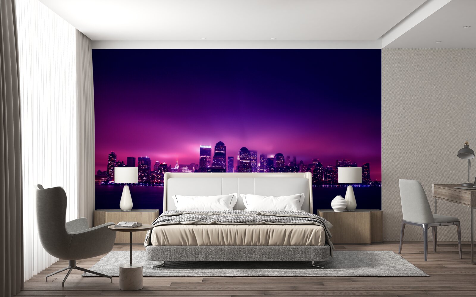 Fototapeten Lilac Pracht über die Großstadt