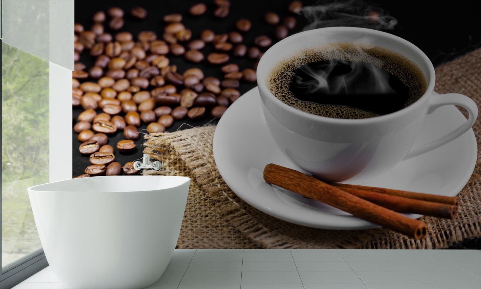 Fototapeten Kaffeetasse mit Zimtzweigen