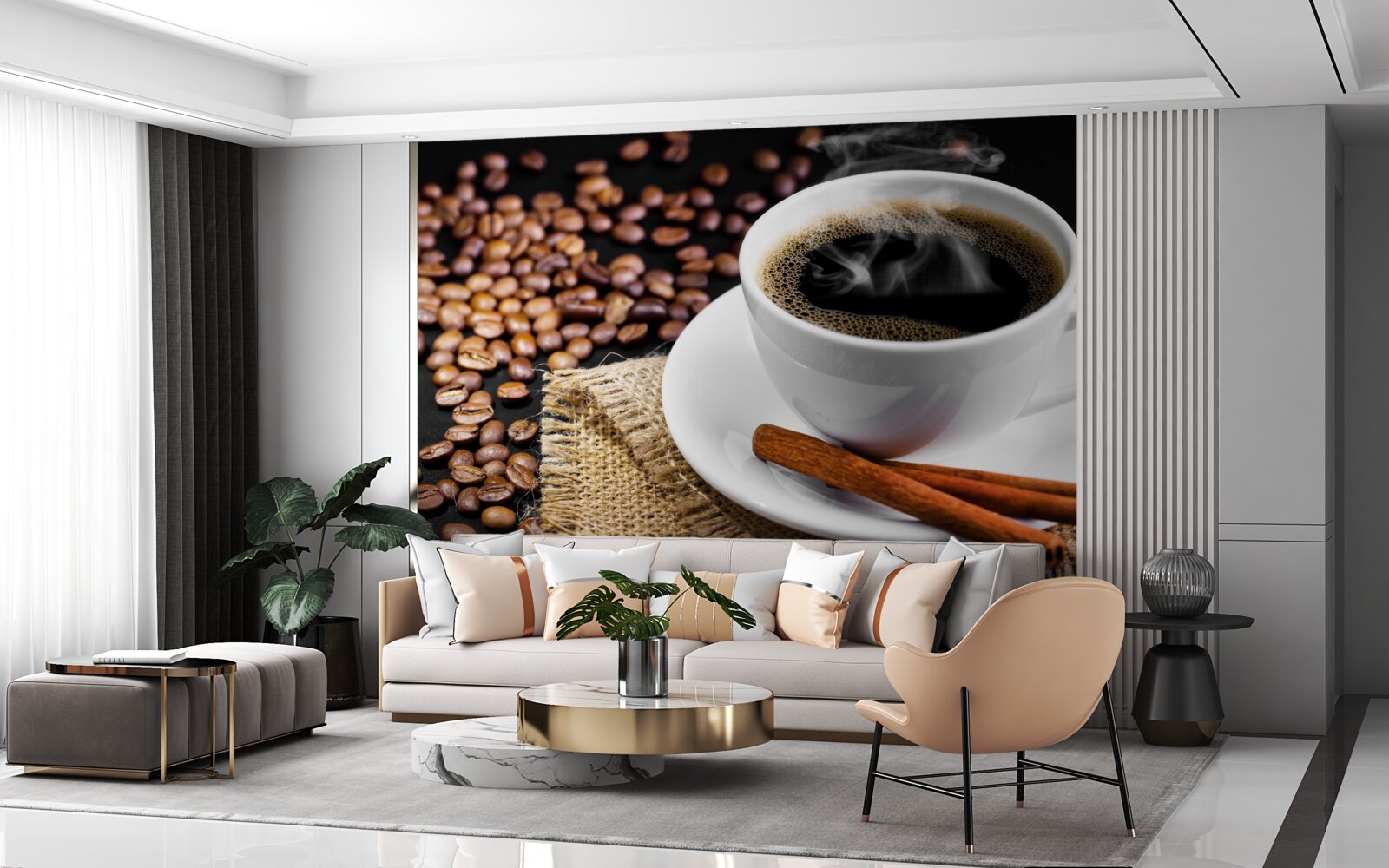 Fototapeten Kaffeetasse mit Zimtzweigen