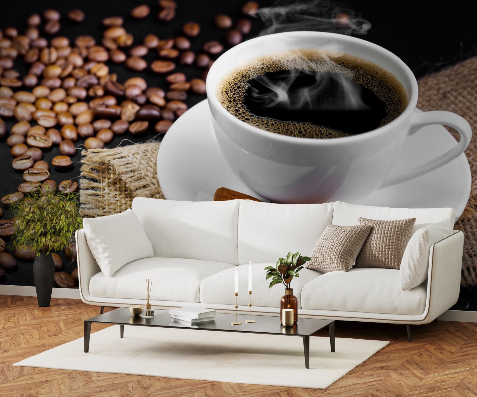 Fototapeten Kaffeetasse mit Zimtzweigen