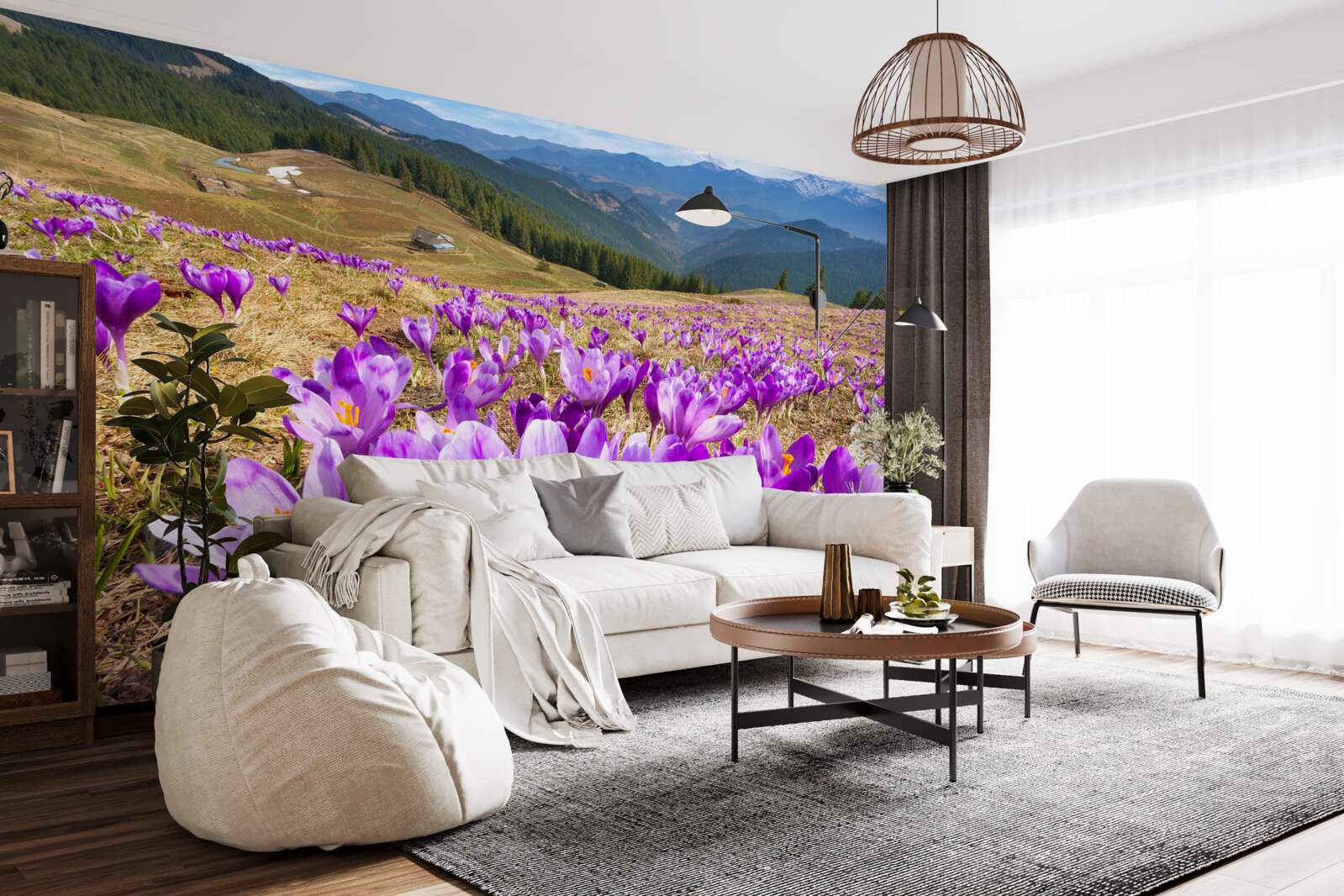 Fototapeten Bergkrokusse sind lila