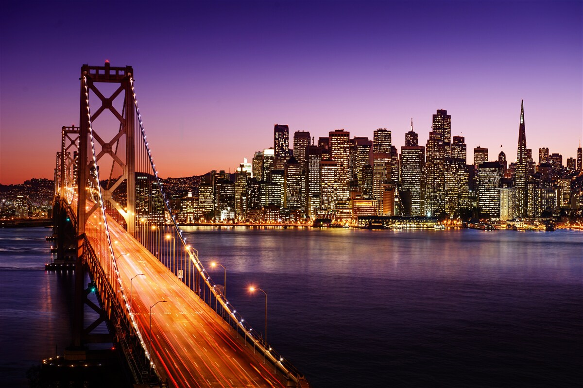 Fototapeten Nachtlichter der San Francisco Bridge